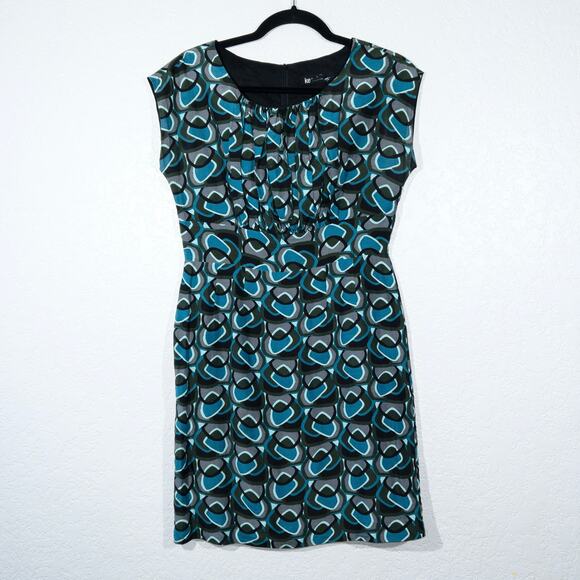 Kensie‎ Blue Patterned Cotton & Silk Blend A-Line Dress Size Small - Picture 1 of 6